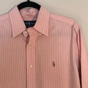 Ralph Lauren Orange Striped Casual Button Down Shirt